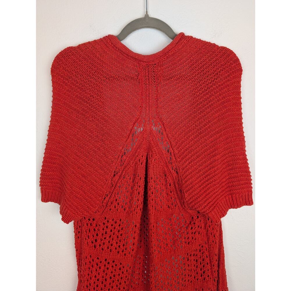 Anthro Guinevere In Summary Cardigan Sweater Crochet Boho Cottage Red Size S - Picture 6 of 11